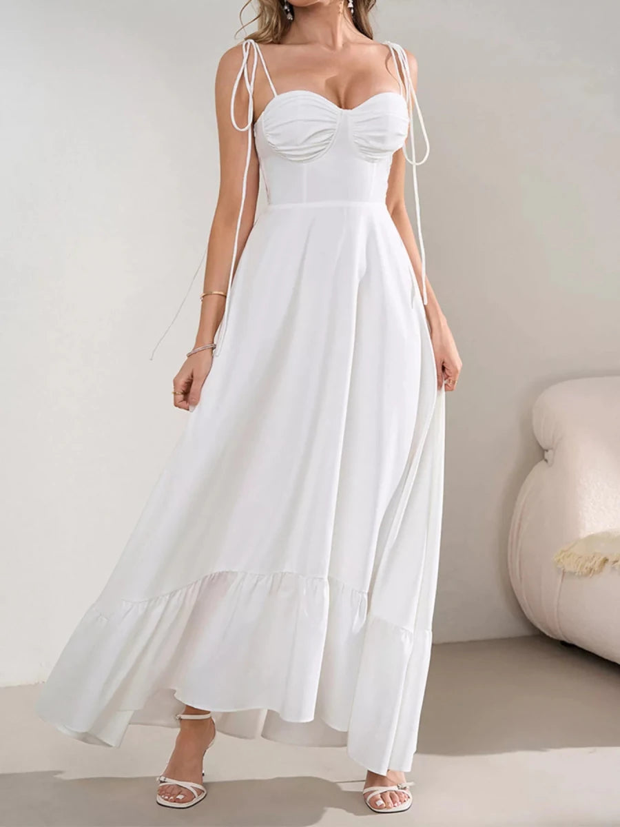 Sweetheart Neck Ruffle Hem Maxi Dress - 