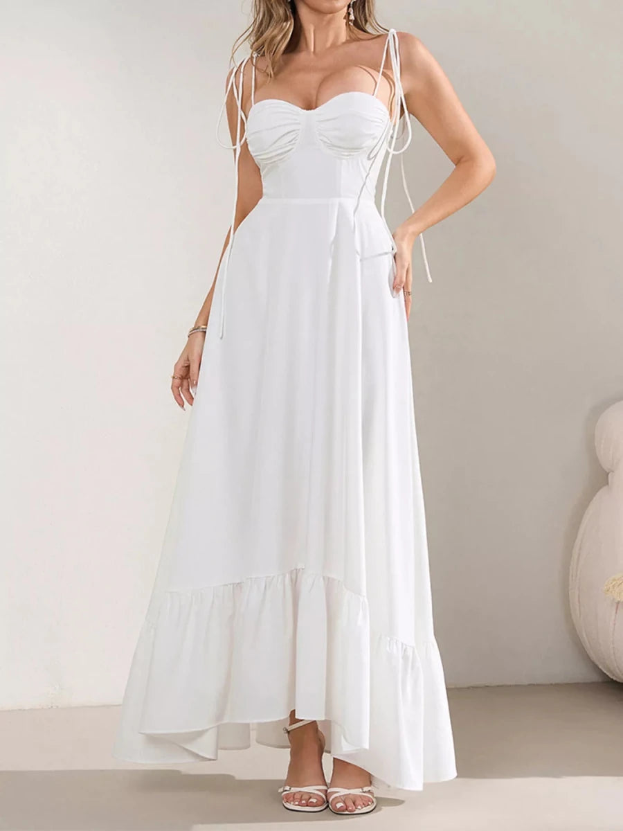 Sweetheart Neck Ruffle Hem Maxi Dress - 