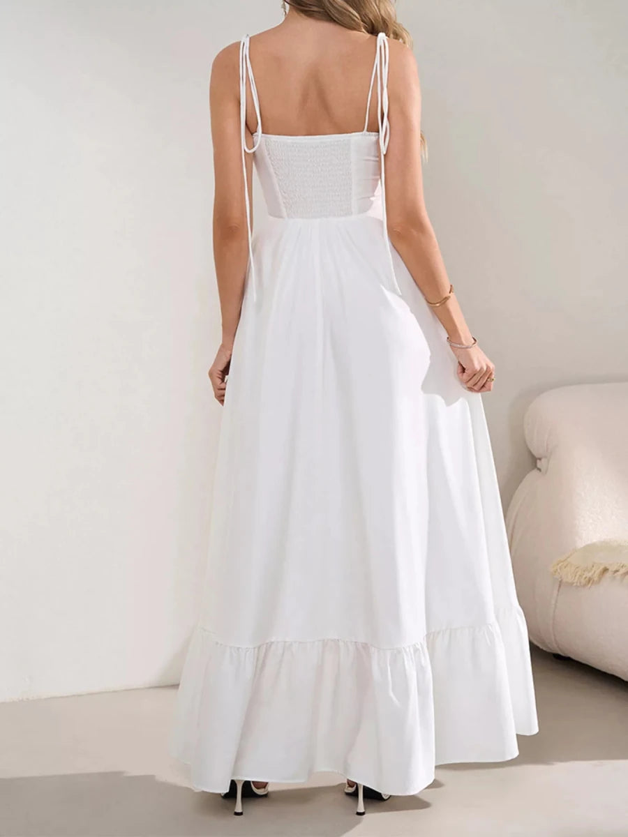 Sweetheart Neck Ruffle Hem Maxi Dress - 