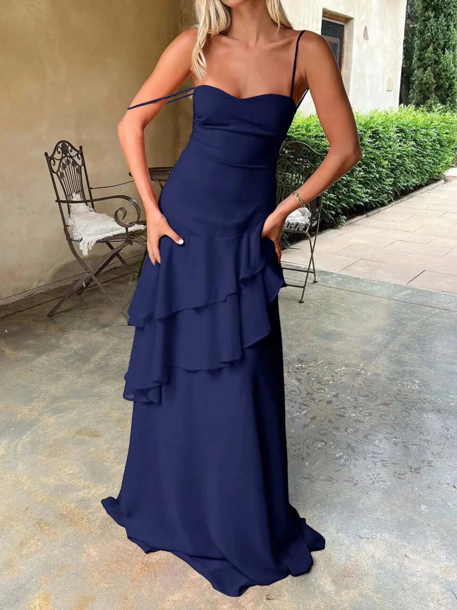Sweetheart Neck Ruffled Maxi Cami Dress - 