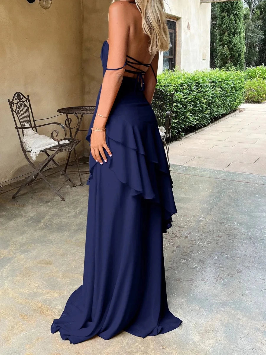 Sweetheart Neck Ruffled Maxi Cami Dress - 