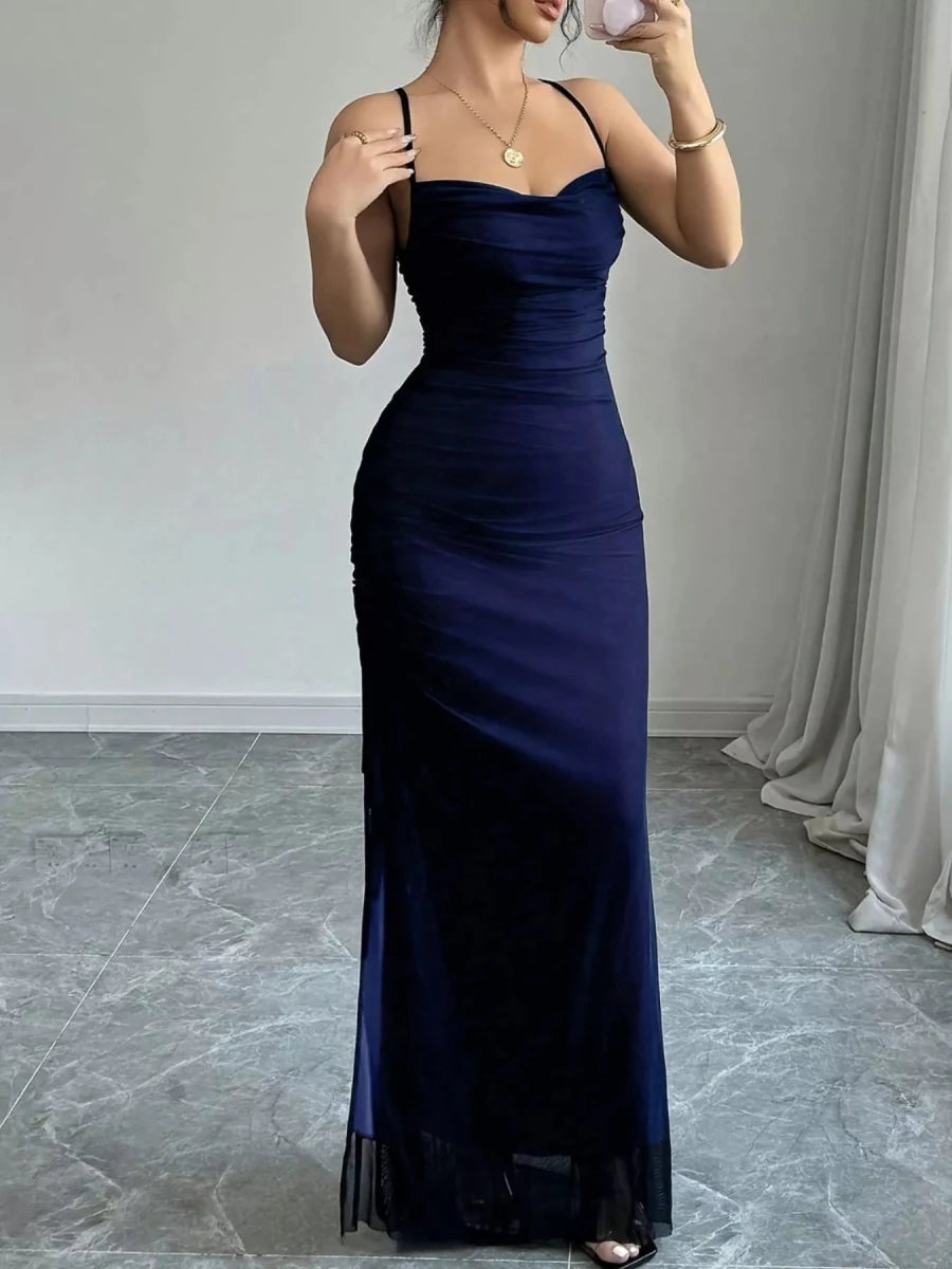 Sweetheart Neck Spaghetti Strap Maxi Dress - 