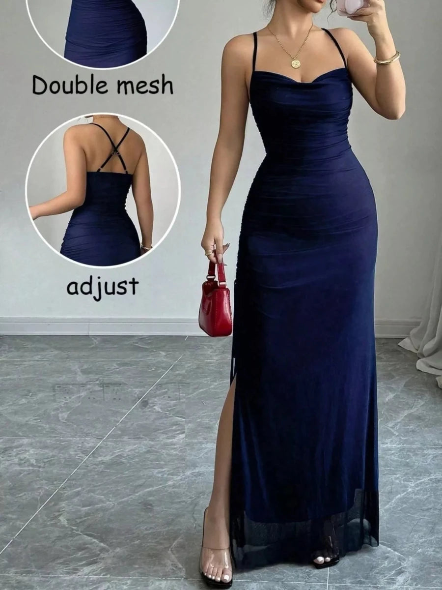 Sweetheart Neck Spaghetti Strap Maxi Dress - 