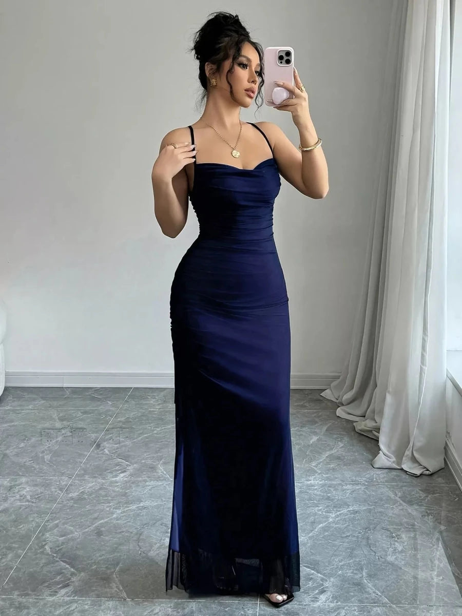 Sweetheart Neck Spaghetti Strap Maxi Dress - 