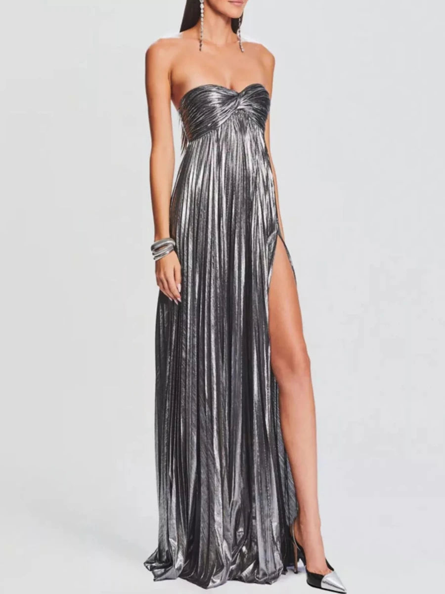 Sweetheart Neck Tube Maxi Dress with Split - 
