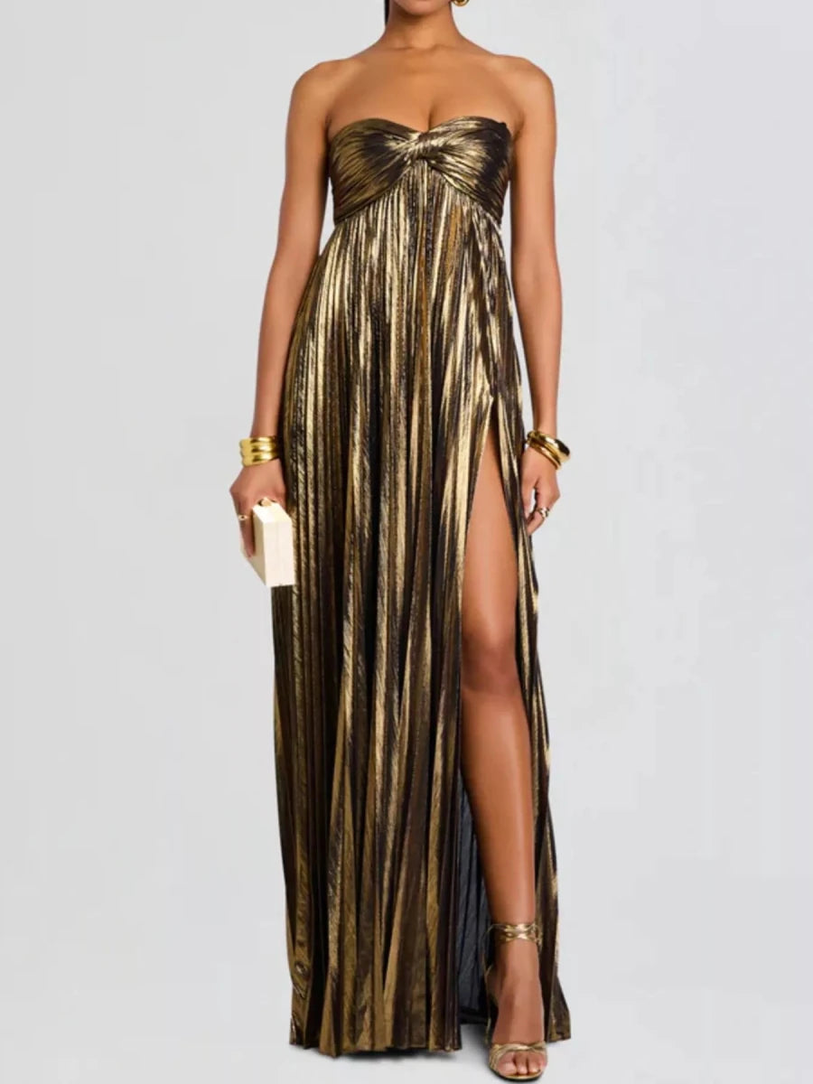 Sweetheart Neck Tube Maxi Dress with Split - 