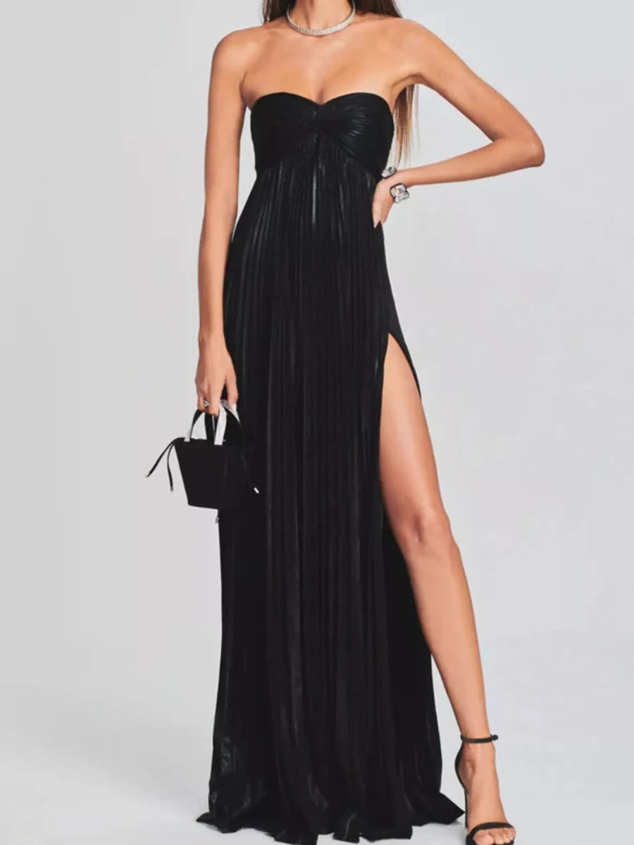 Sweetheart Neck Tube Maxi Dress with Split - 