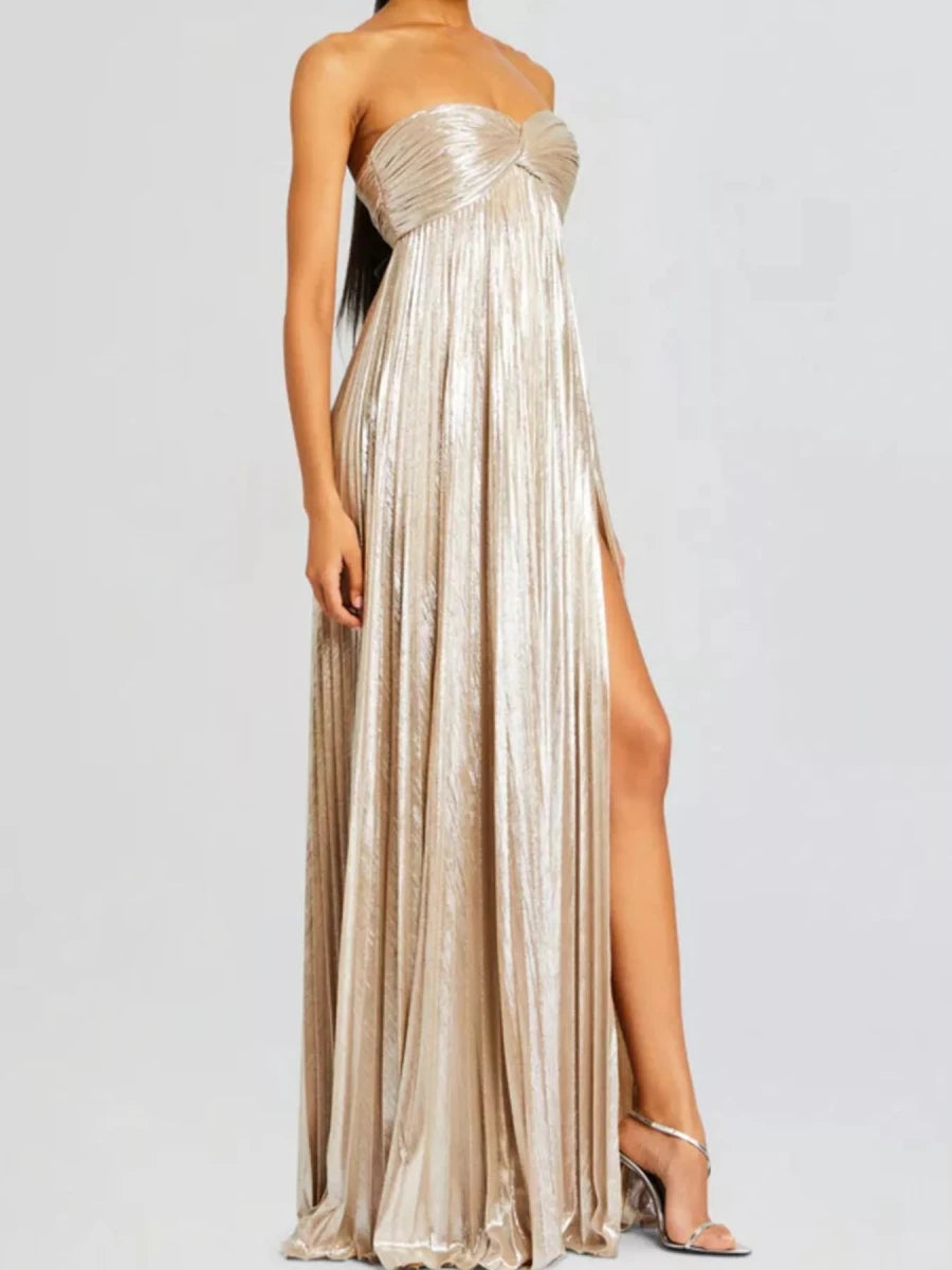 Sweetheart Neck Tube Maxi Dress with Split - 
