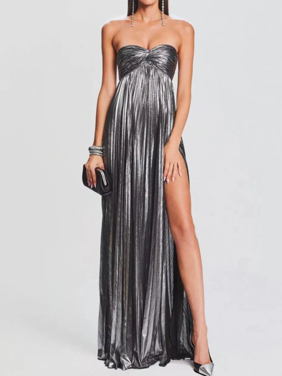 Sweetheart Neck Tube Maxi Dress with Split - 