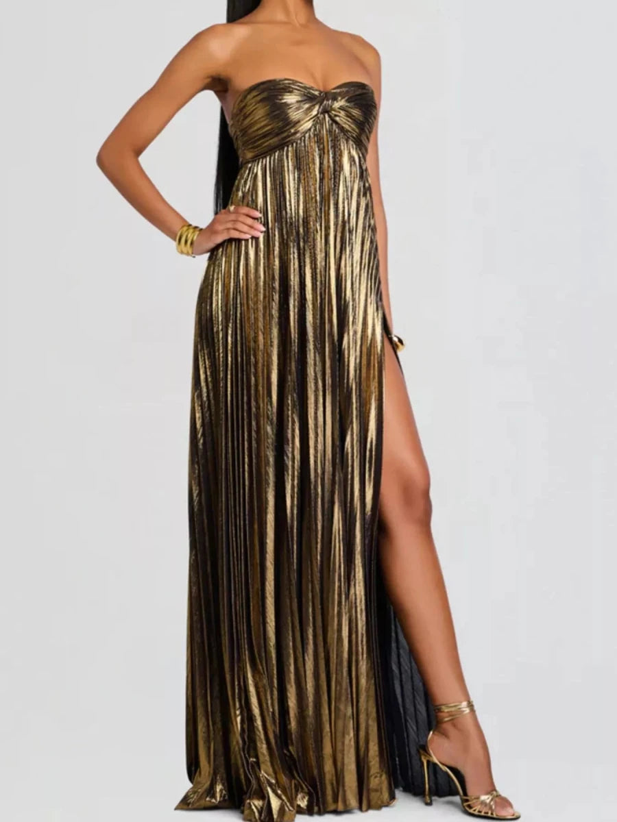 Sweetheart Neck Tube Maxi Dress with Split - 