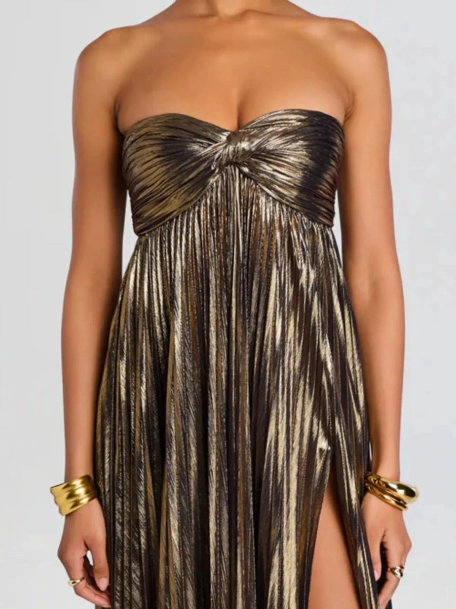 Sweetheart Neck Tube Maxi Dress with Split - 