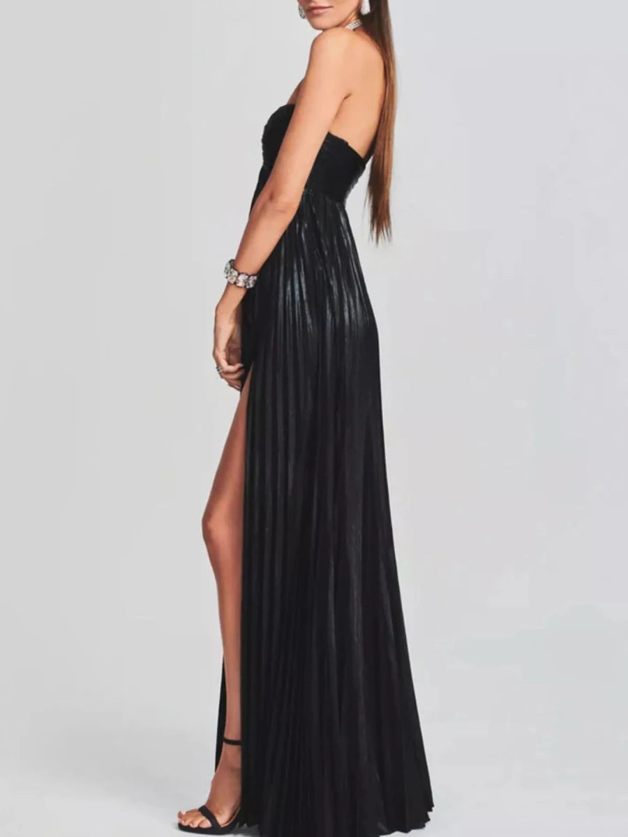 Sweetheart Neck Tube Maxi Dress with Split - 