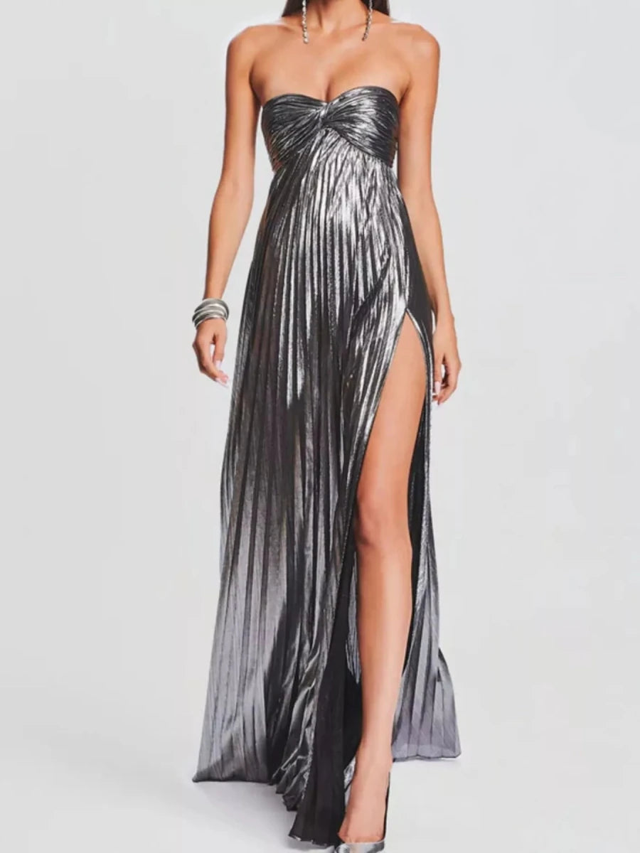 Sweetheart Neck Tube Maxi Dress with Split - 