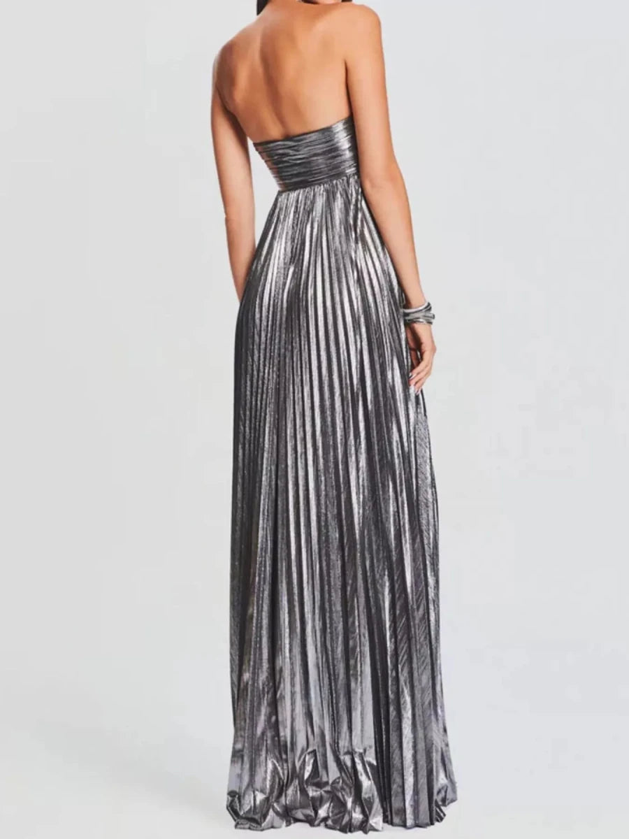 Sweetheart Neck Tube Maxi Dress with Split - 