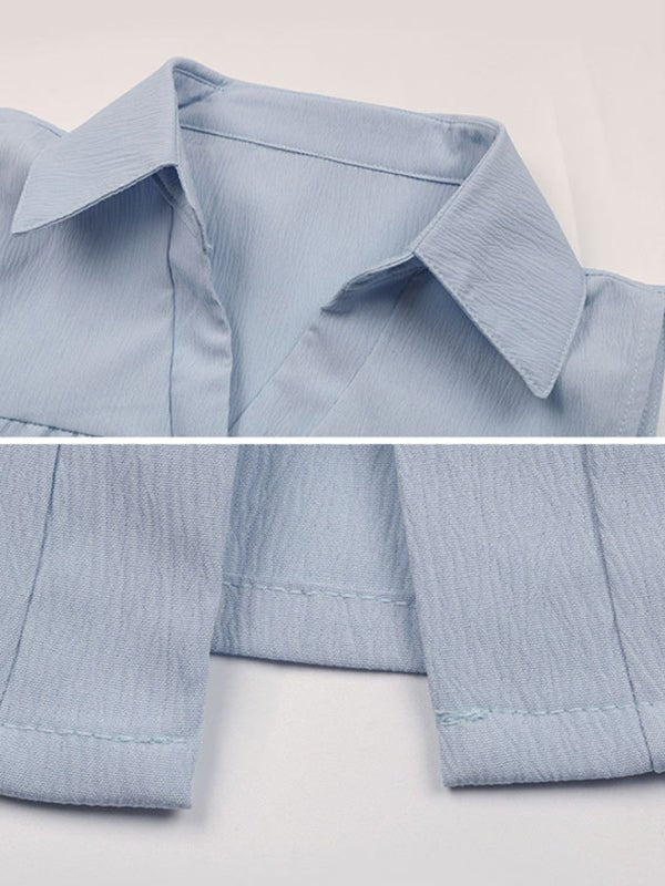 Tank Dress Fashion Pleated Sleeveless Blue Dress - Day Dress