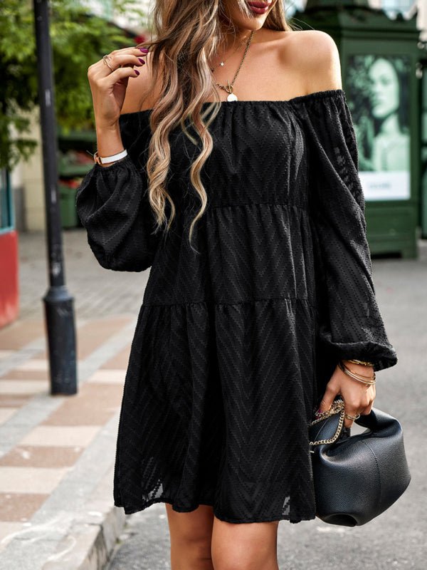 Temperament elegant long sleeve waist dress - Day Dress
