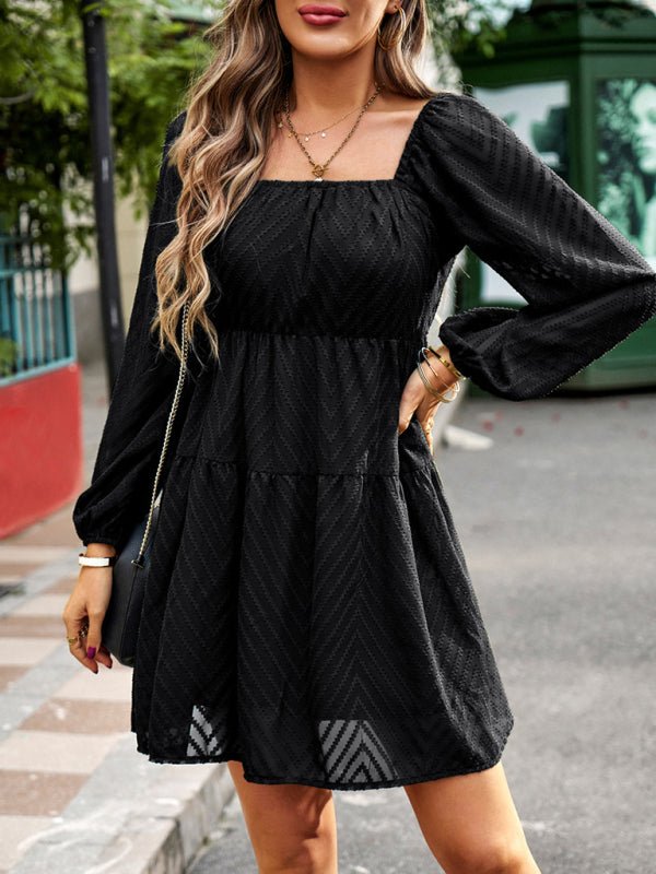Temperament elegant long sleeve waist dress - Day Dress
