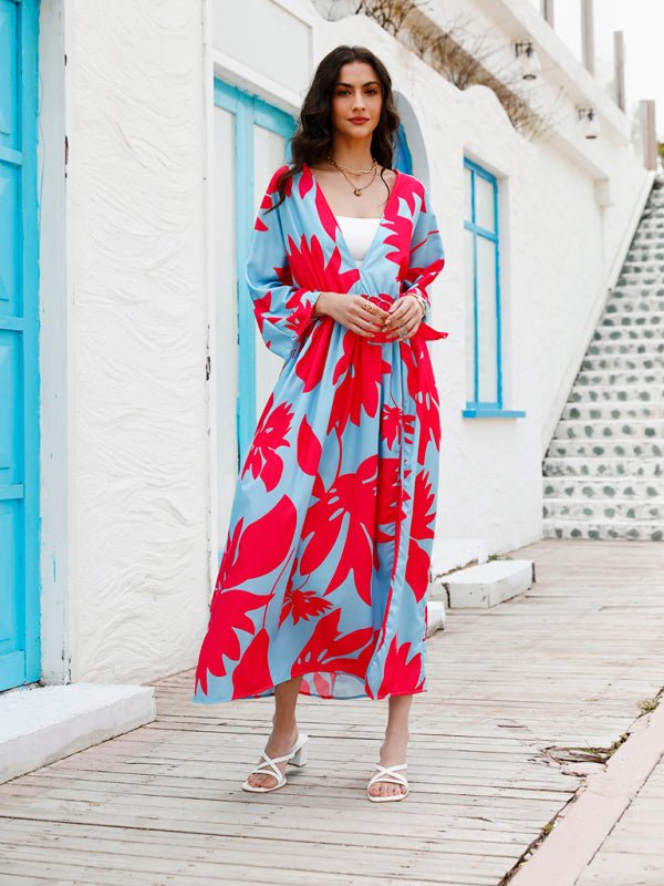 Temperament Holiday High Waist Fashion Print Dress - Vacation Dress
