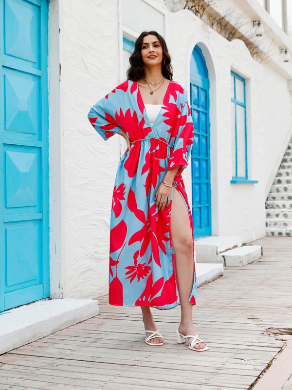 Temperament Holiday High Waist Fashion Print Dress - Vacation Dress