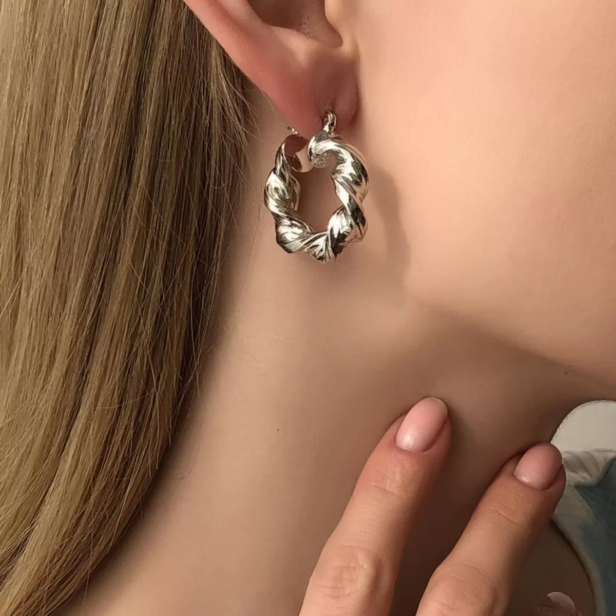Textured Hoop Earrings - 
