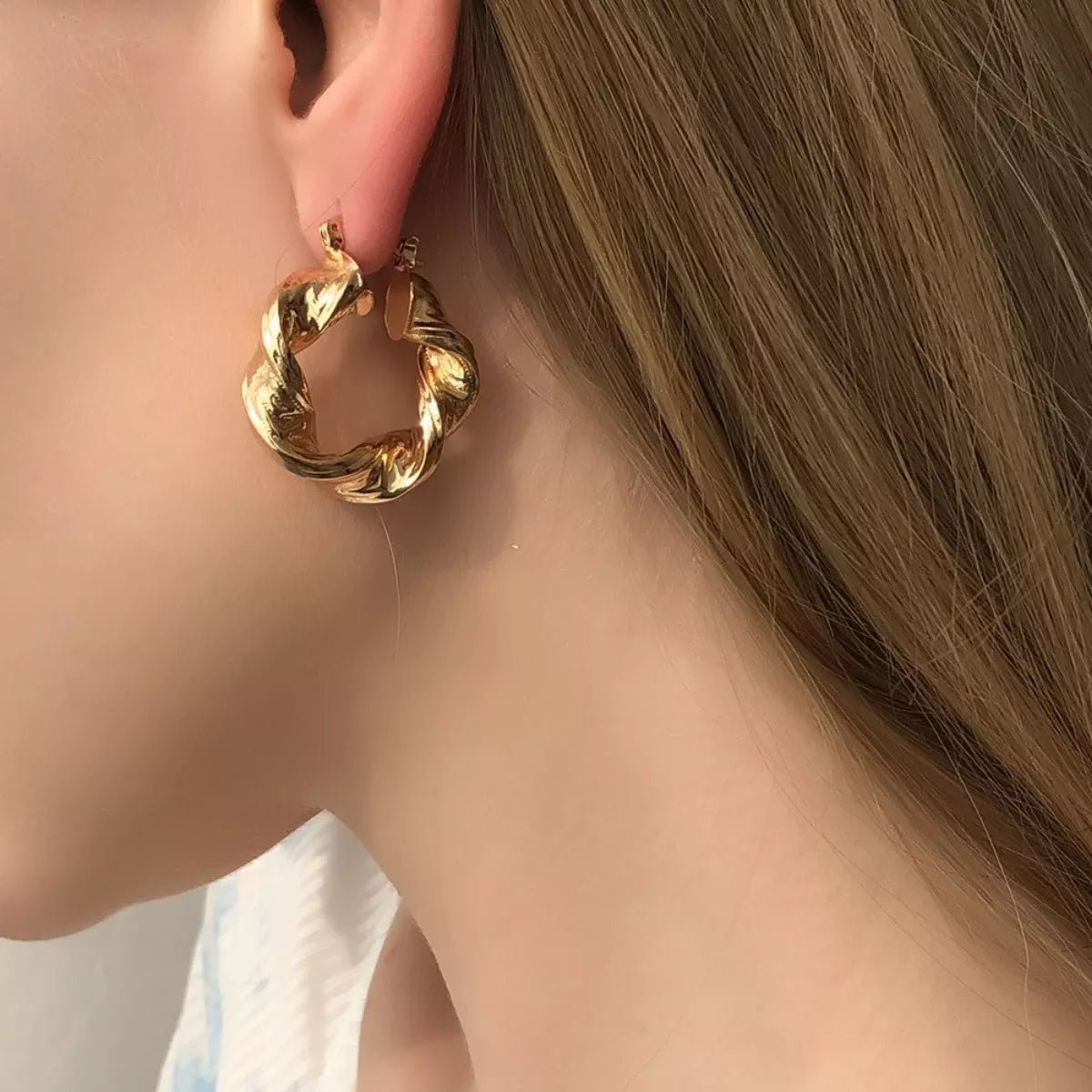 Textured Hoop Earrings - 