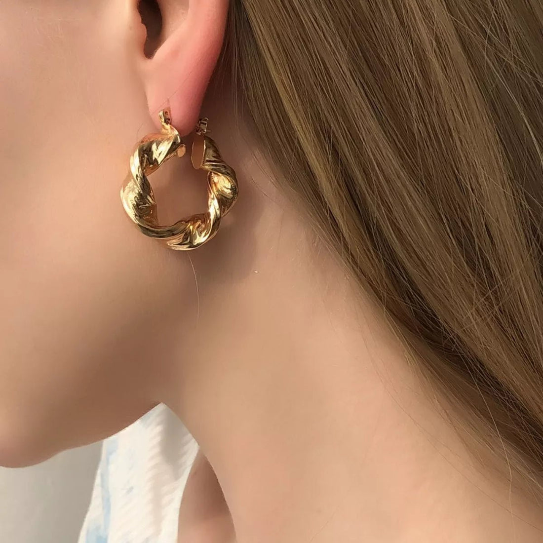 Textured Hoop Earrings - 