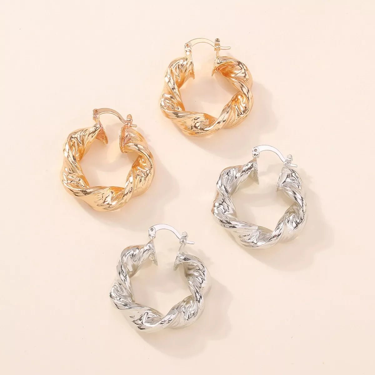 Textured Hoop Earrings - 