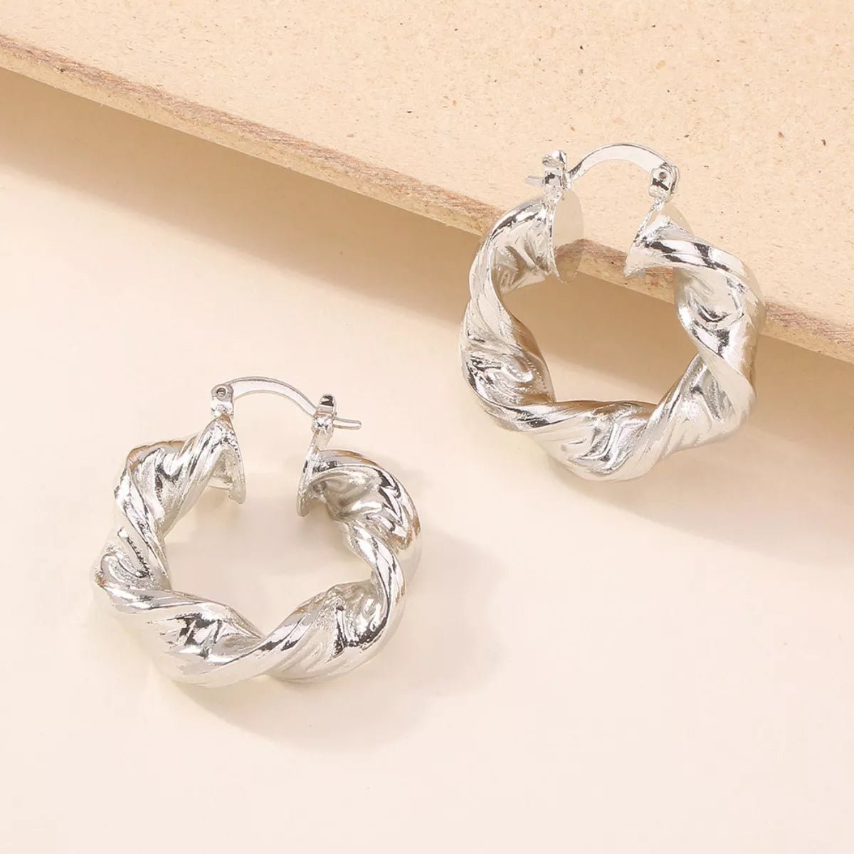 Textured Hoop Earrings - 