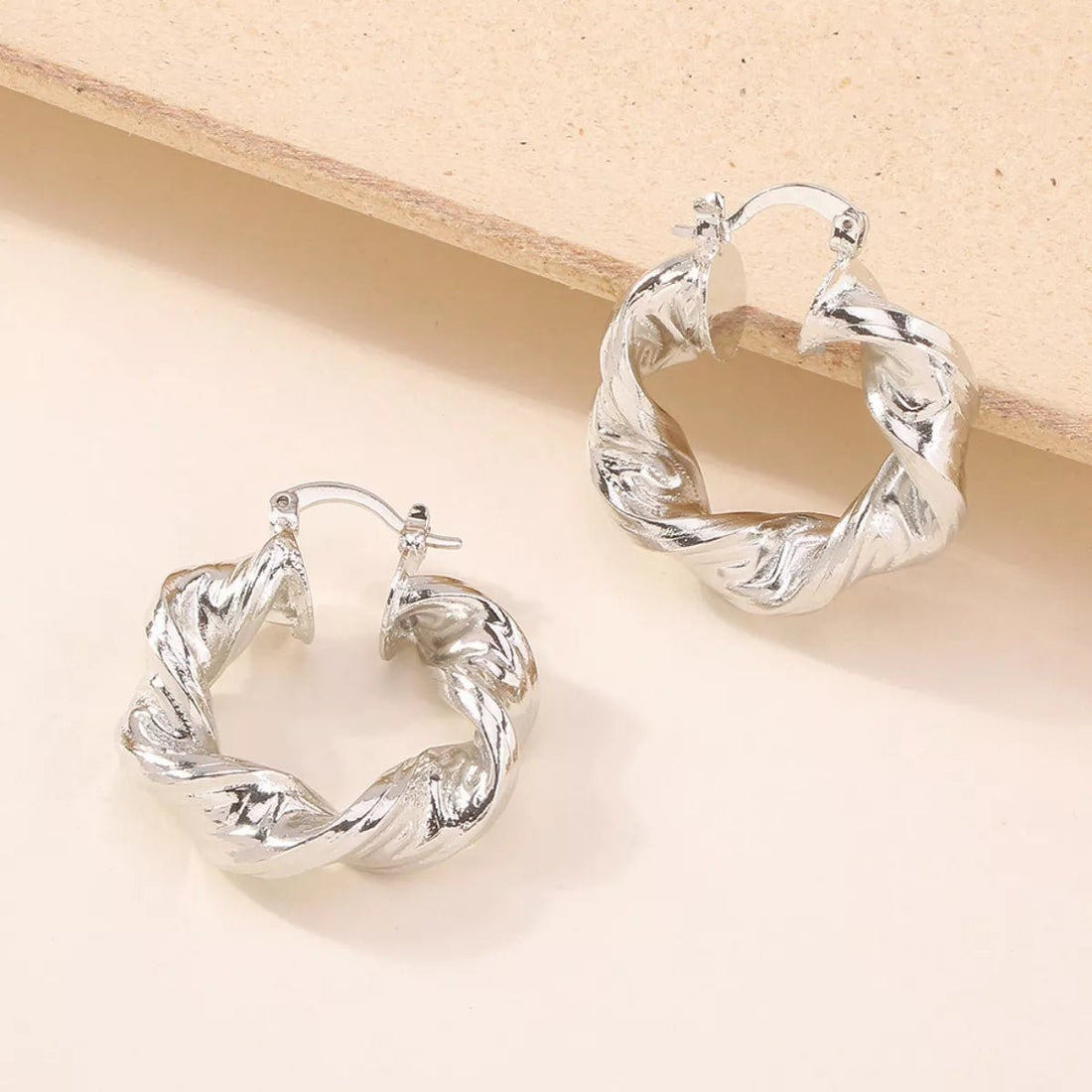 Textured Hoop Earrings - 