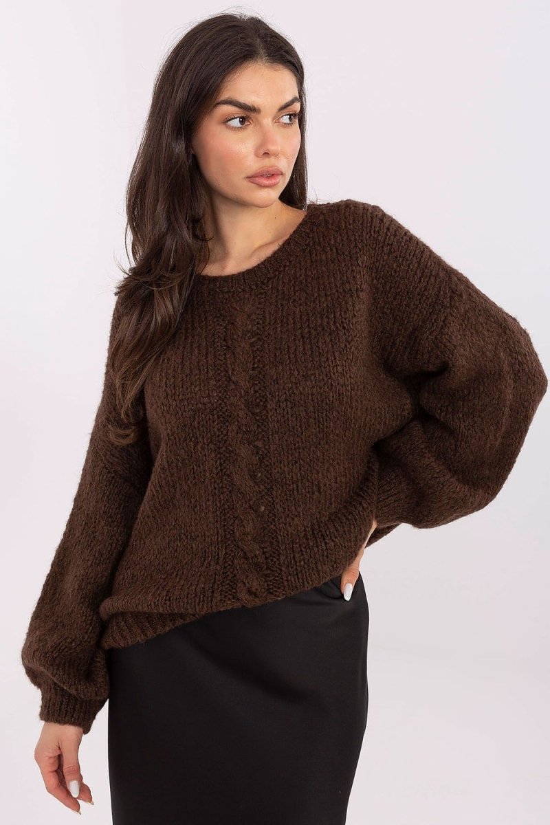 Textured Jumper with Puffy Sleeves - 