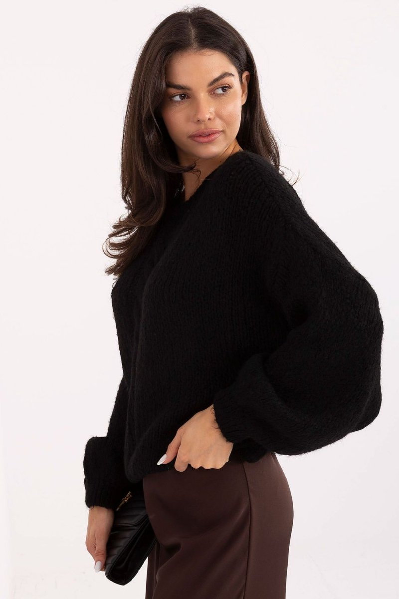 Textured Jumper with Puffy Sleeves - 