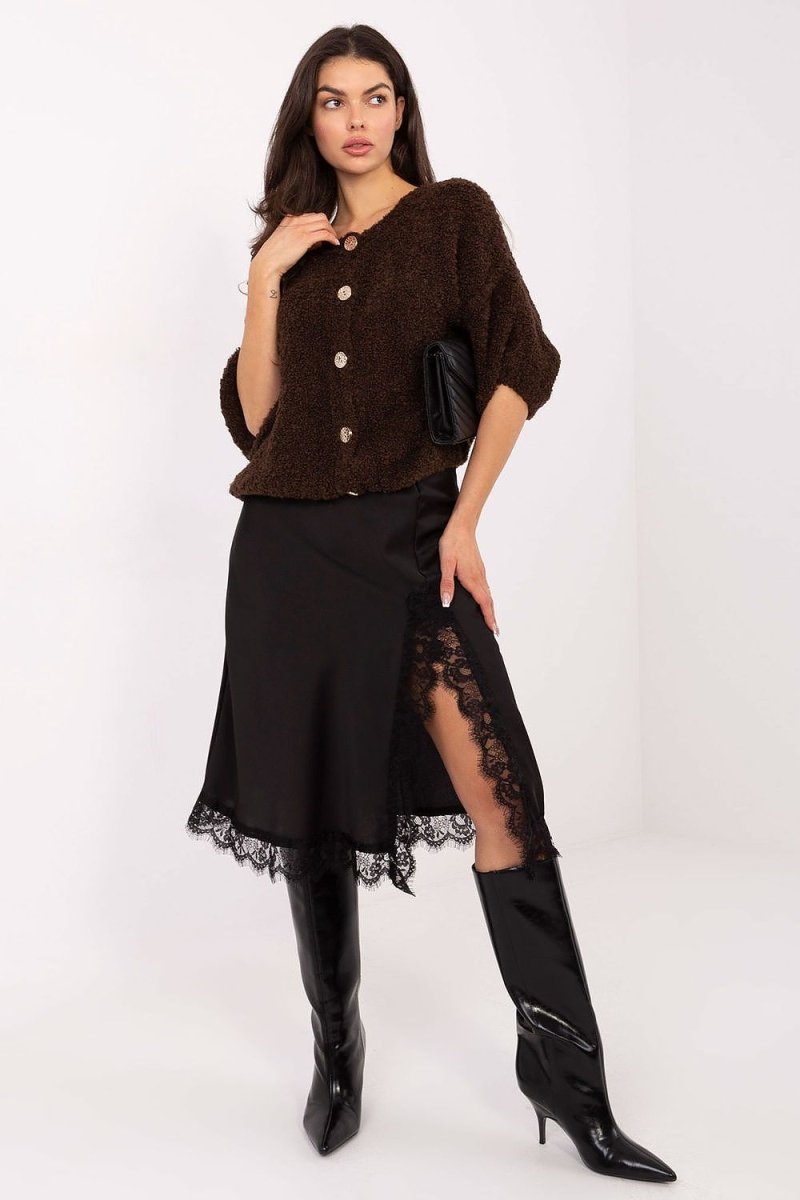 Textured Knit Button Front Cardigan Sweater - 