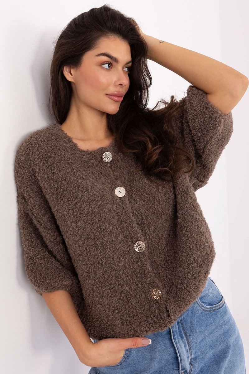 Textured Knit Button Front Cardigan Sweater - 