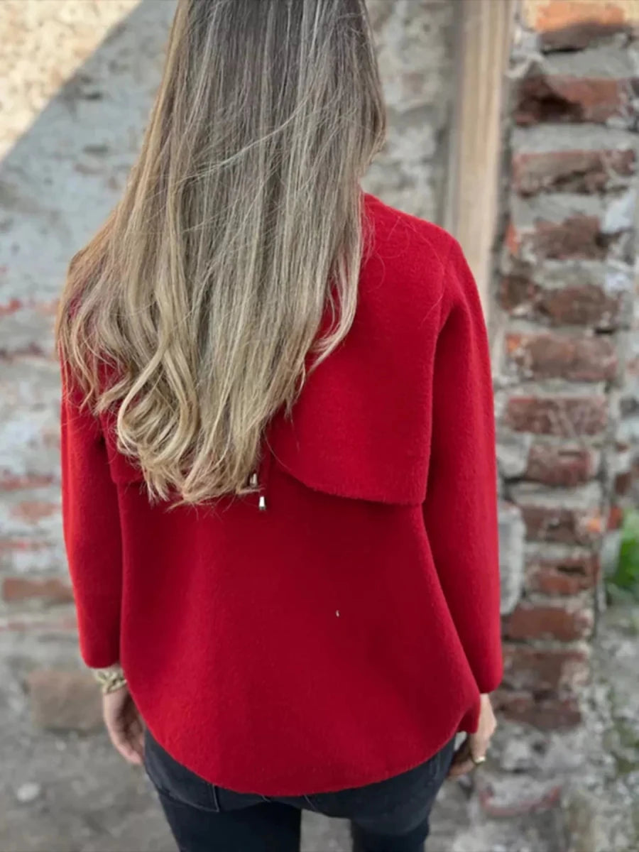 Textured Knit Zip Up Jacket with Pockets - 