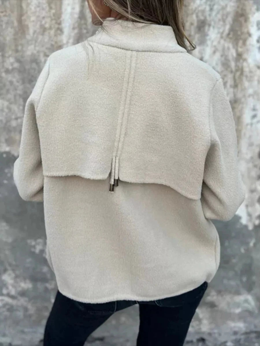 Textured Knit Zip Up Jacket with Pockets - 