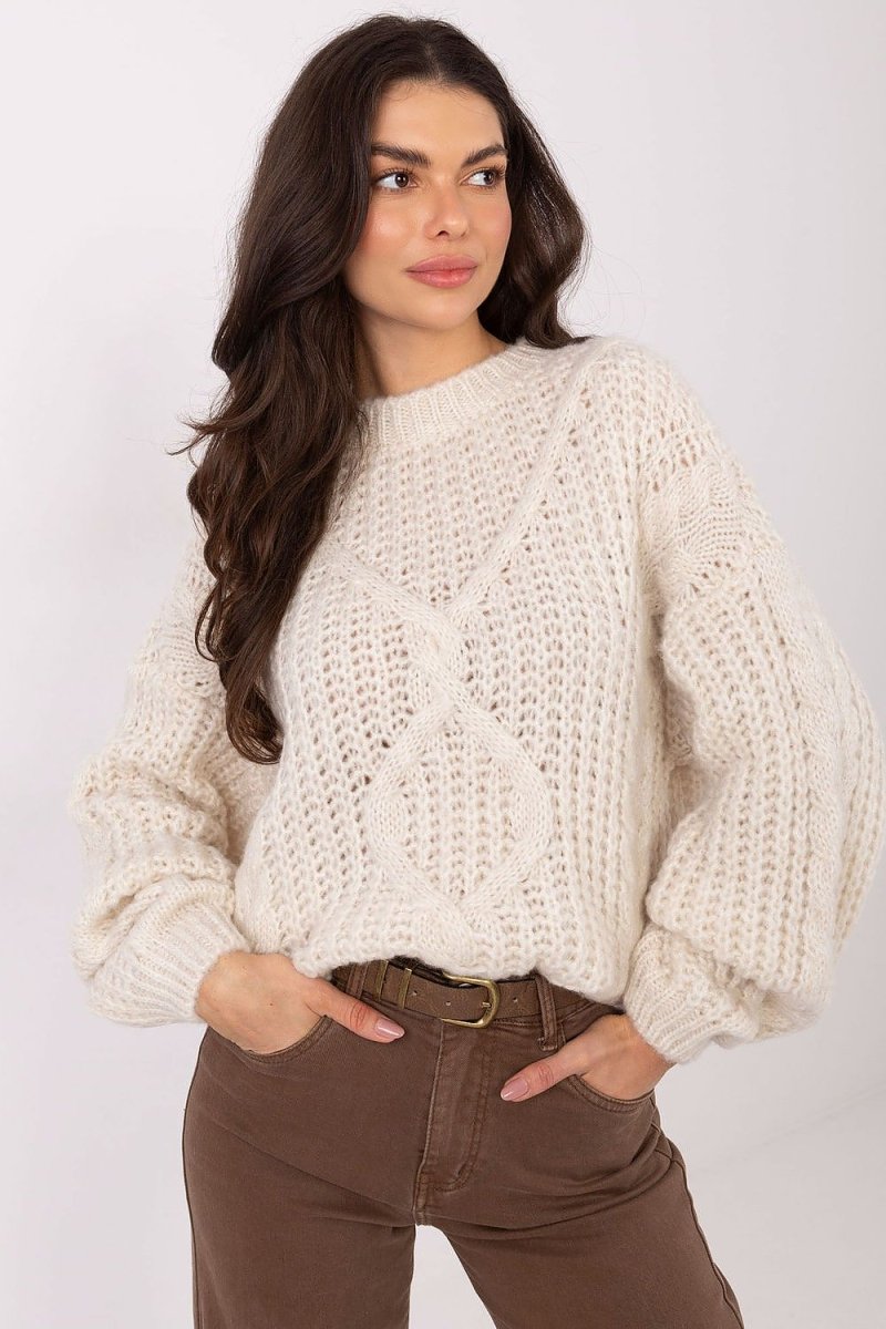 Textured Puffy Sleeve Sweater - 