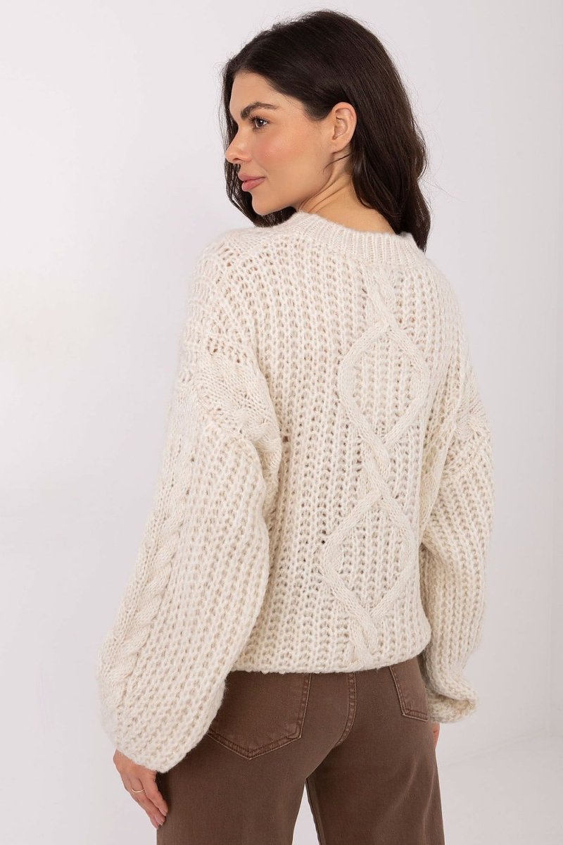 Textured Puffy Sleeve Sweater - 