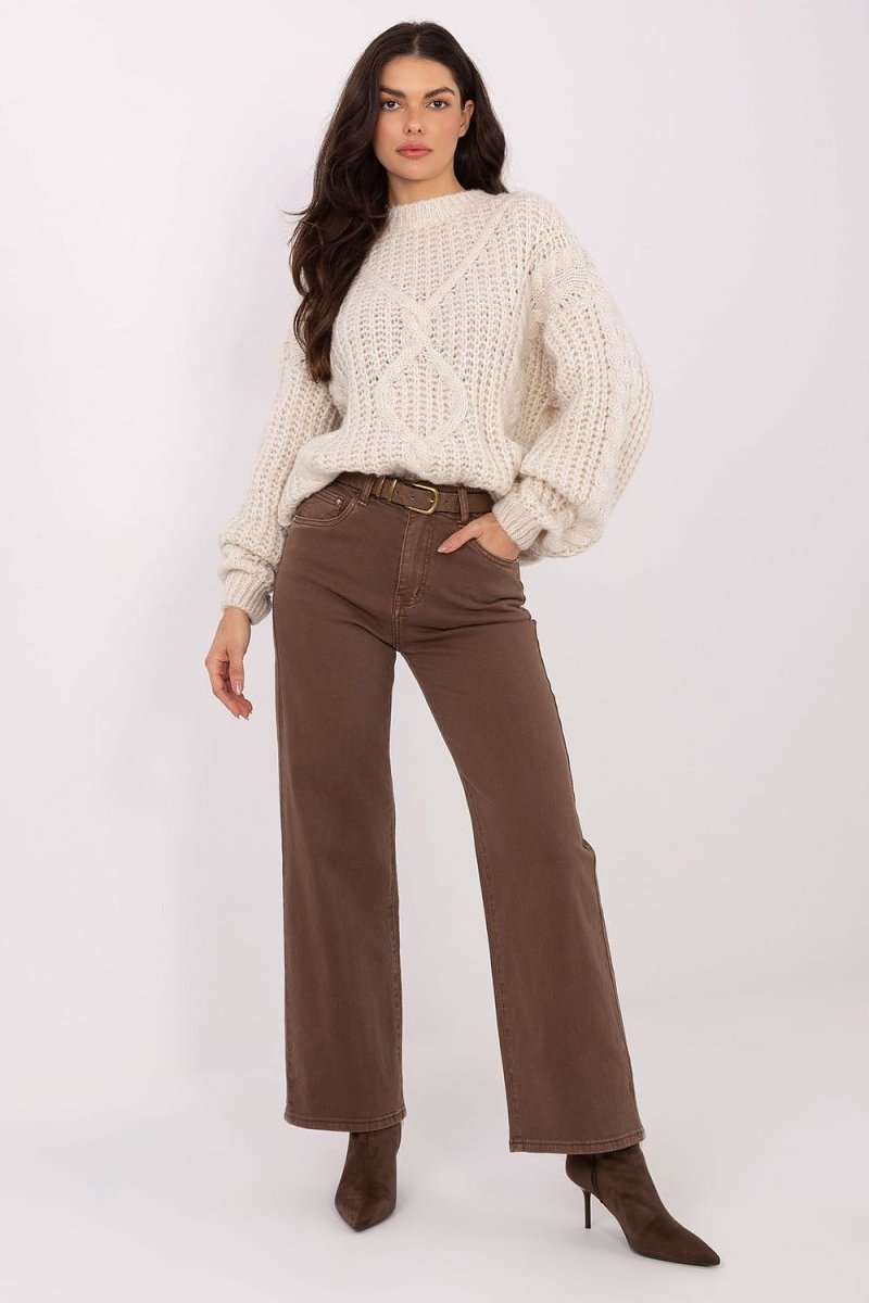 Textured Puffy Sleeve Sweater - 
