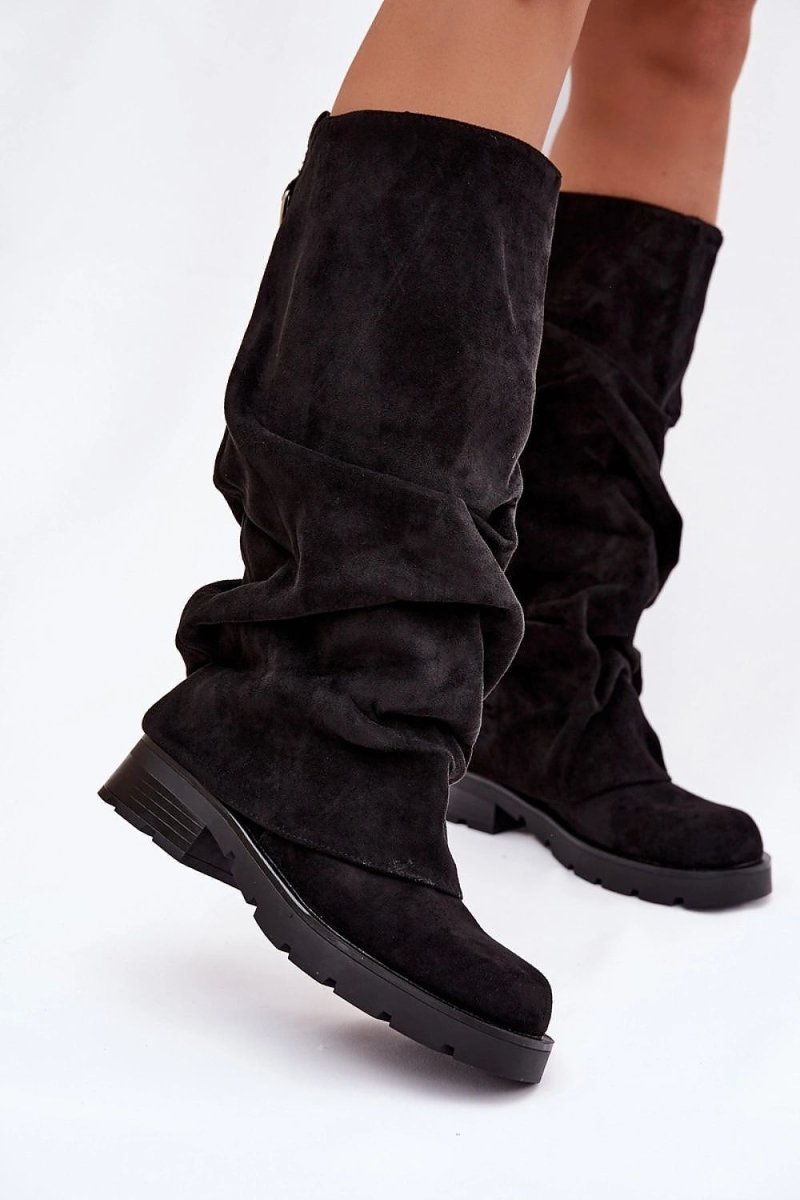 Thigh - High Faux Suede Boots - 