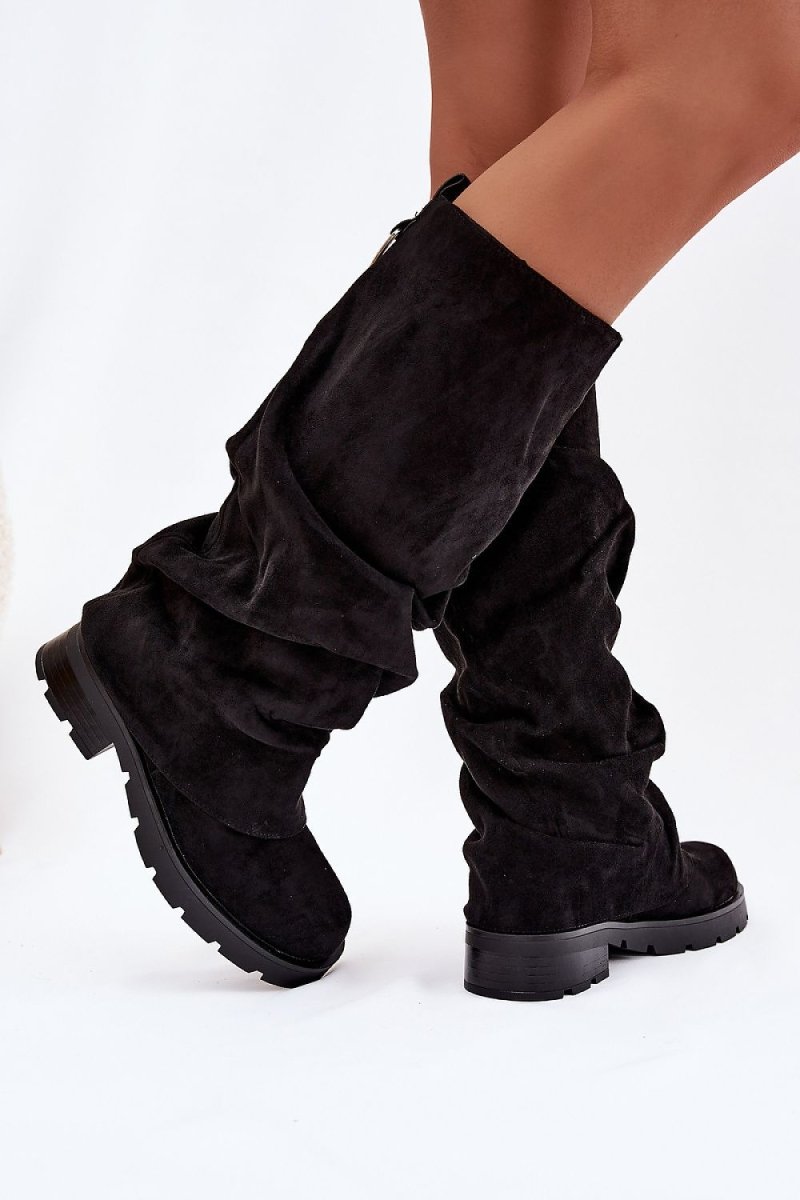 Thigh - High Faux Suede Boots - 