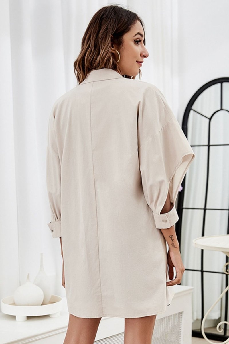 Tie Front Collared Neck Cutout Shacket - Outerwear