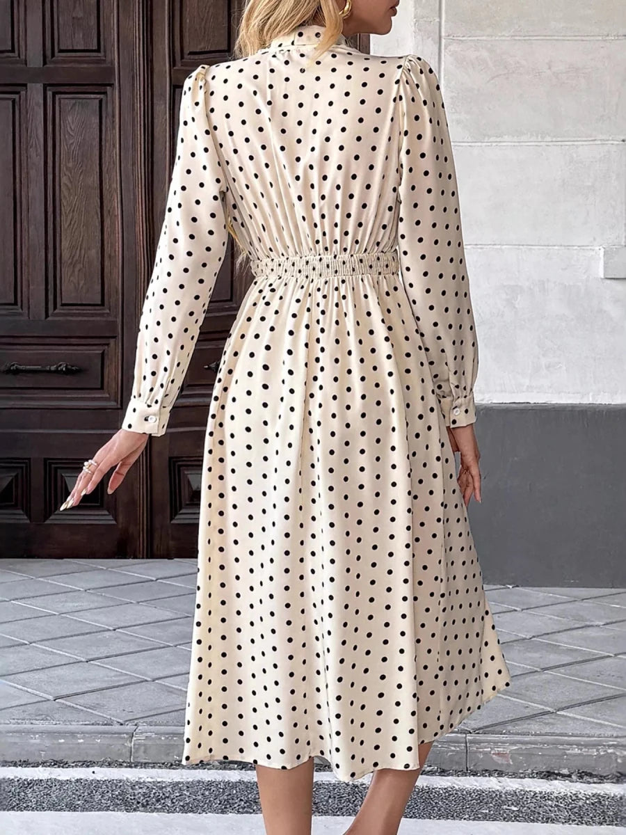 Tie Front Polka Dot Dress - 