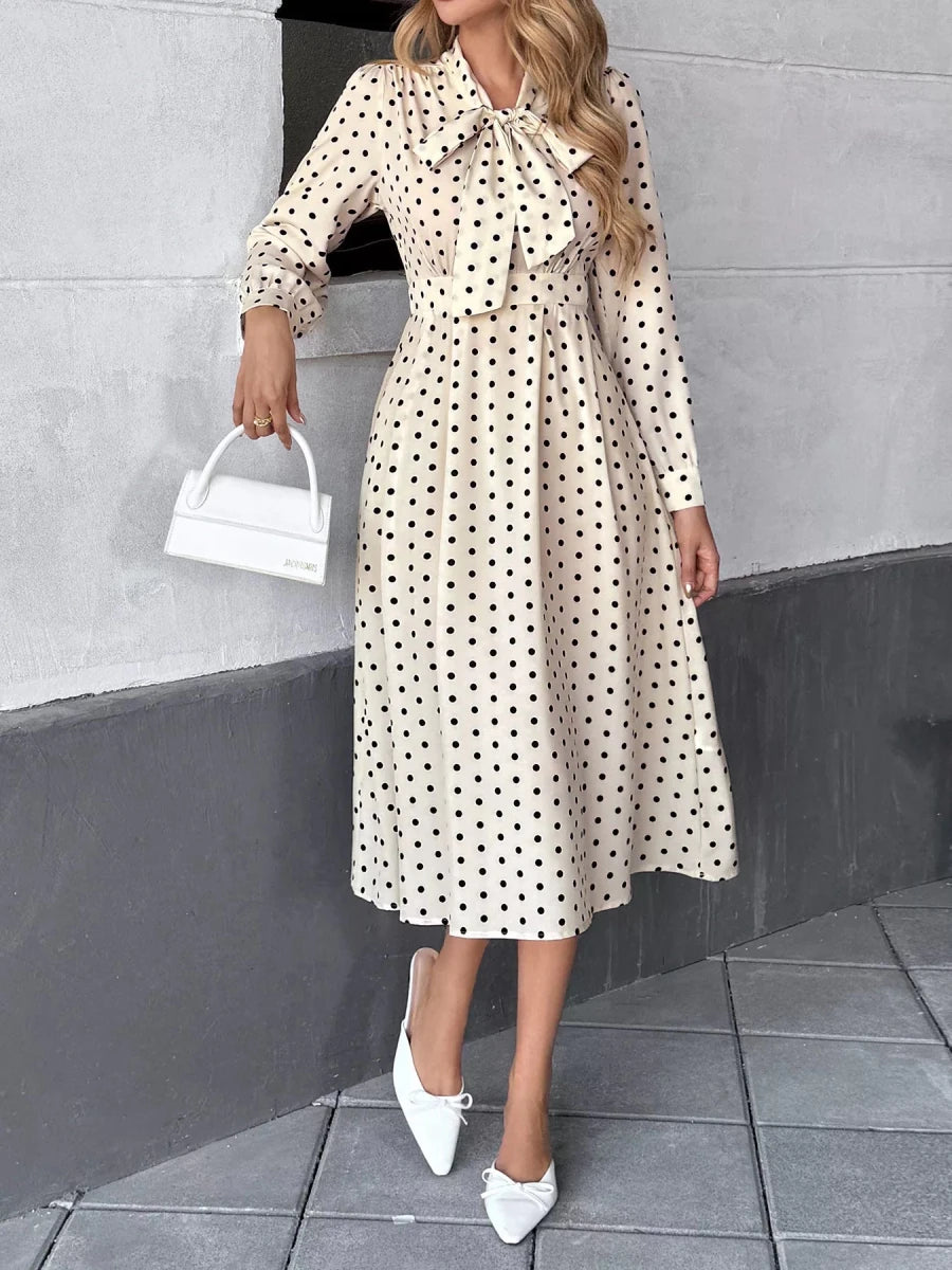 Tie Front Polka Dot Dress - 