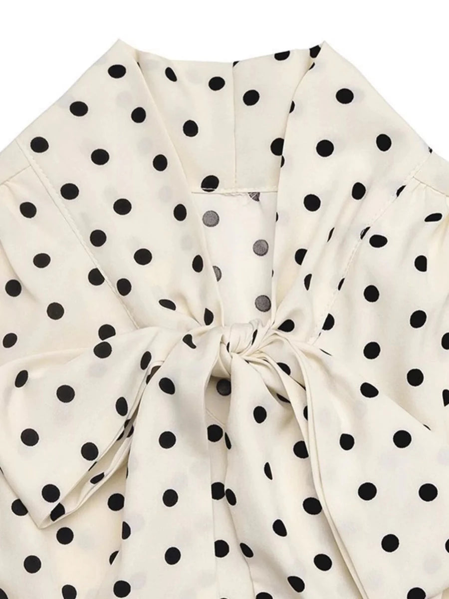 Tie Front Polka Dot Dress - 