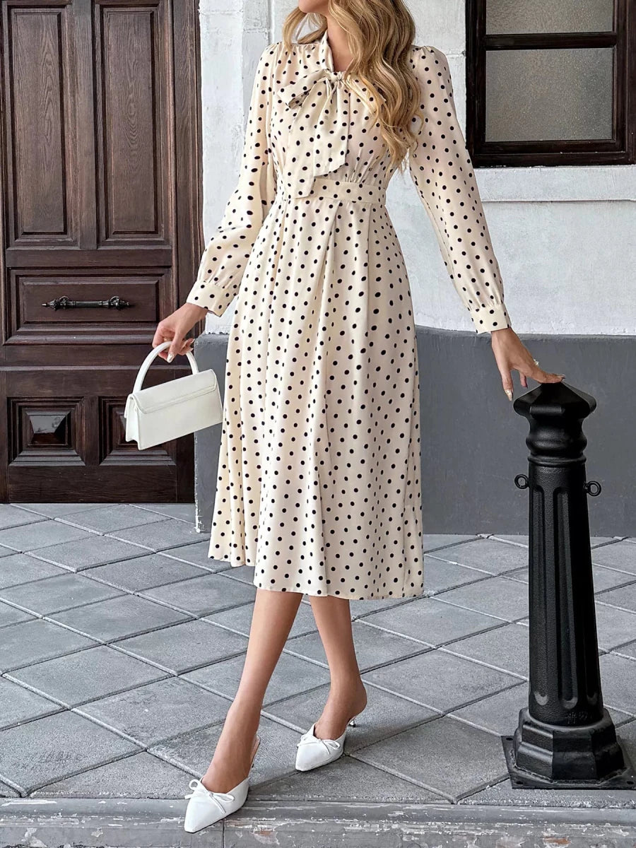 Tie Front Polka Dot Dress - 