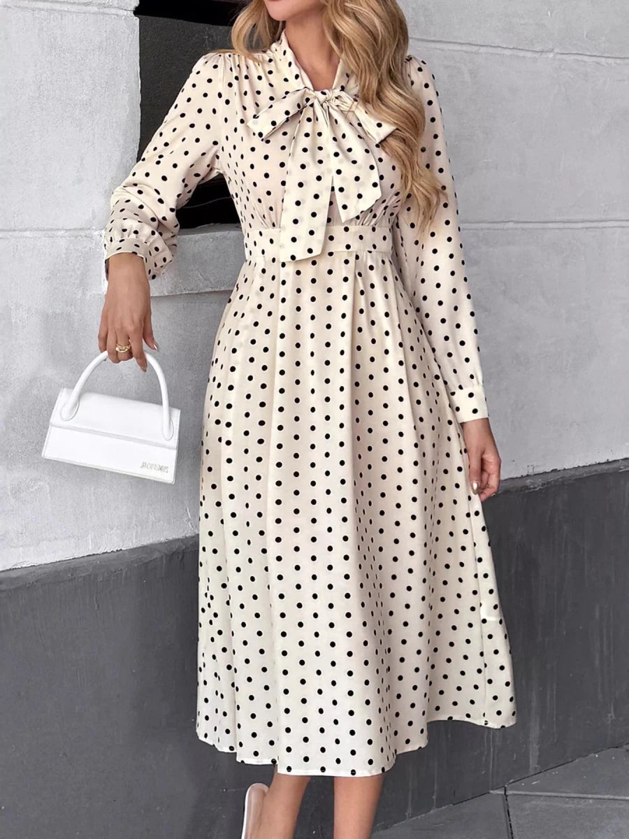 Tie Front Polka Dot Dress - 