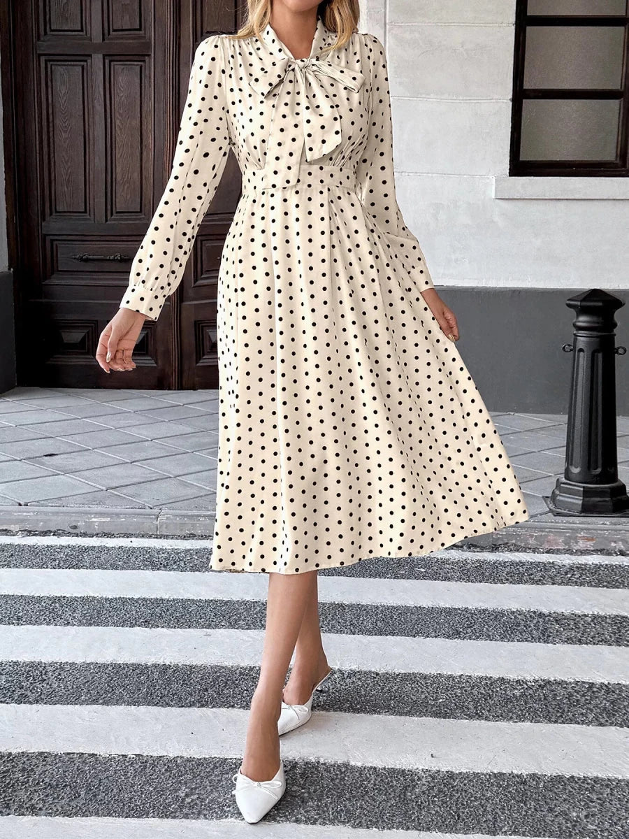 Tie Front Polka Dot Dress - 