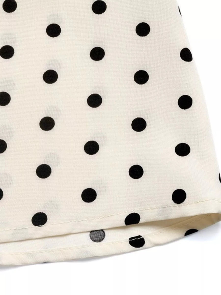 Tie Front Polka Dot Dress - 