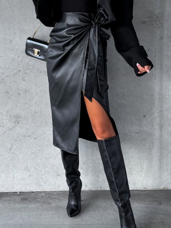Tied High Waist Skirt - Bottoms