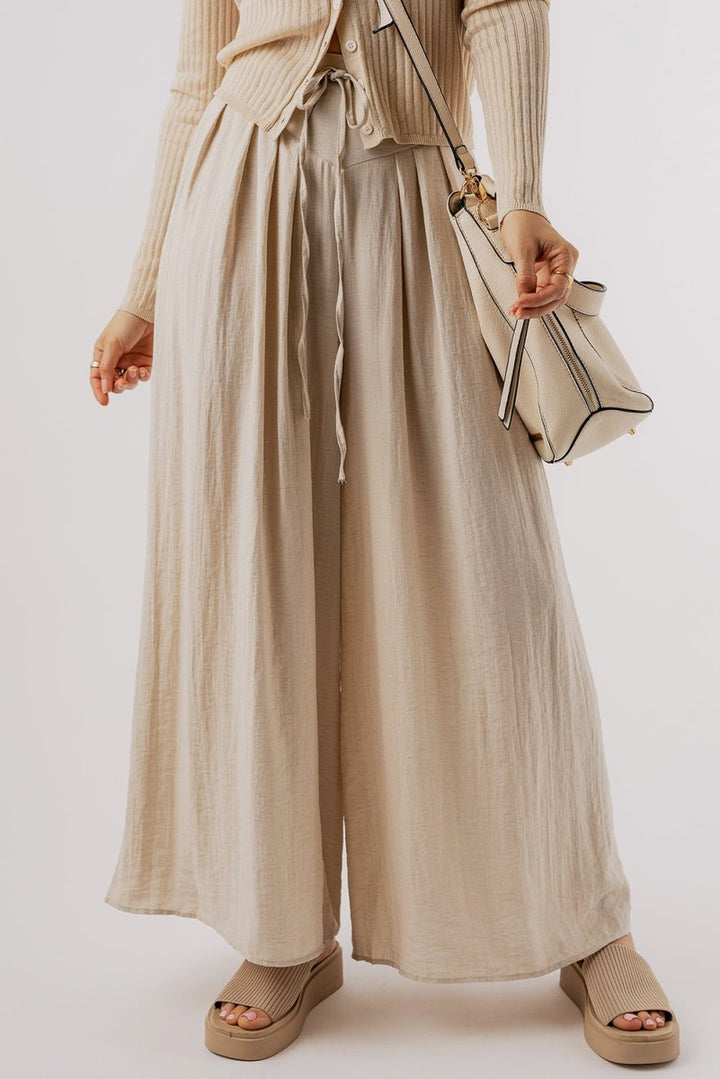 Tied Wide Leg Pants - Bottoms